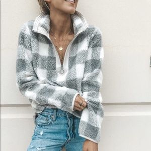 Cozy Grey Checkered Fleece from Abercrombie